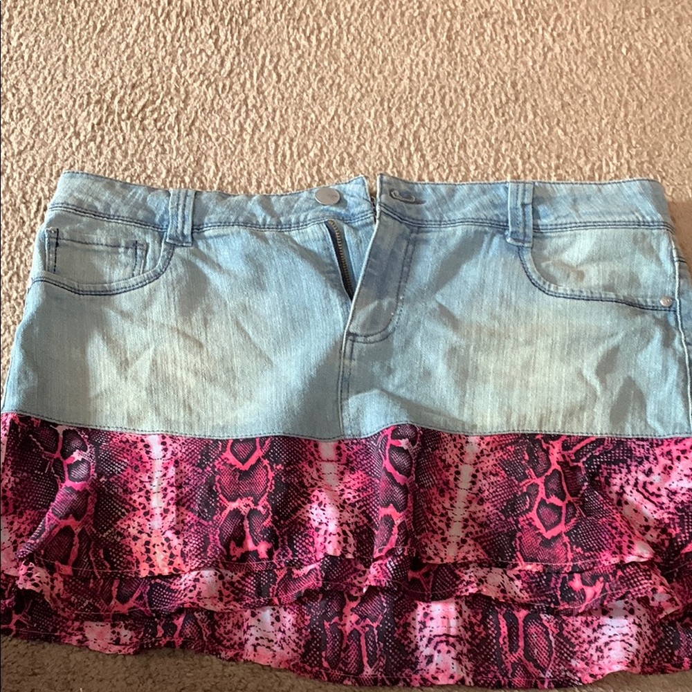 GLO Jeans Denim and Pink Mini Skirt